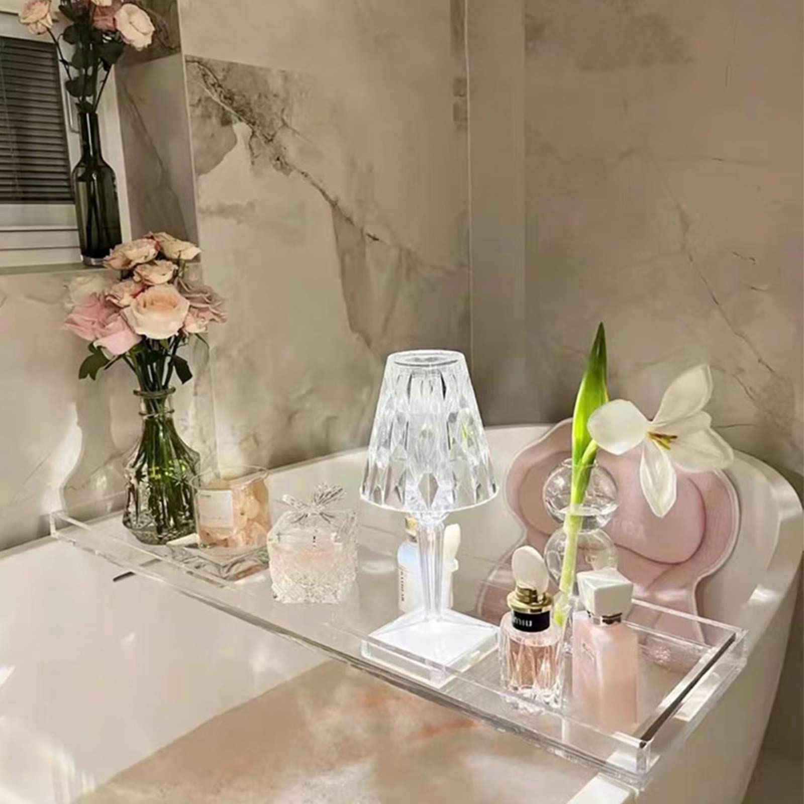 Bandejas para bañera,(es:(Bandeja de acrílico para bañera, Bandeja de Estilo nórdico Minimalista, Estante para bañera, Bandeja Transparente para bañera, Accesorios para bañera, 29,9" de la