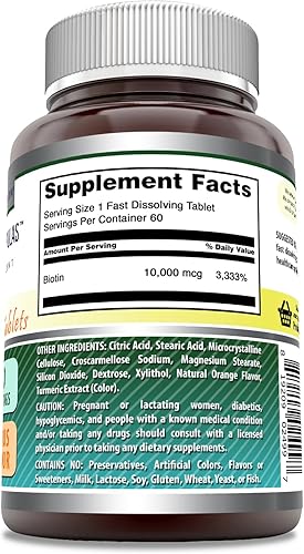 Miniatura 2 de Amazing Formulas Biotin 10,000 mcg  Tabletas de disolución rápida  Sin OMG  Suplemento sin gluten  Hecho en Estados Unidos (Citrus  60 unidades)