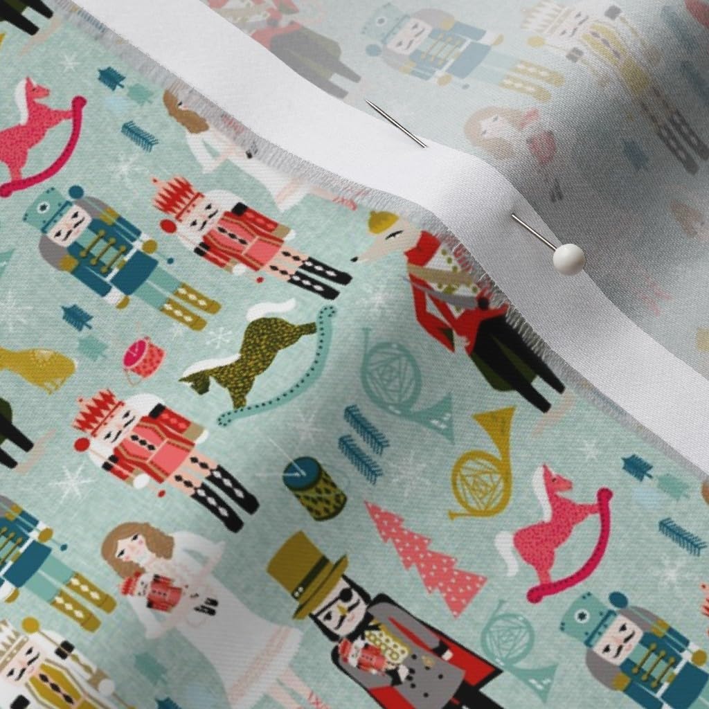 Spoonflower Fabric - Nutcracker Ballet Xmas Holiday Christmas Printed on Organic Cotton Sateen Fabric by The Yard - Sewing Quilting Apparel Home Decor