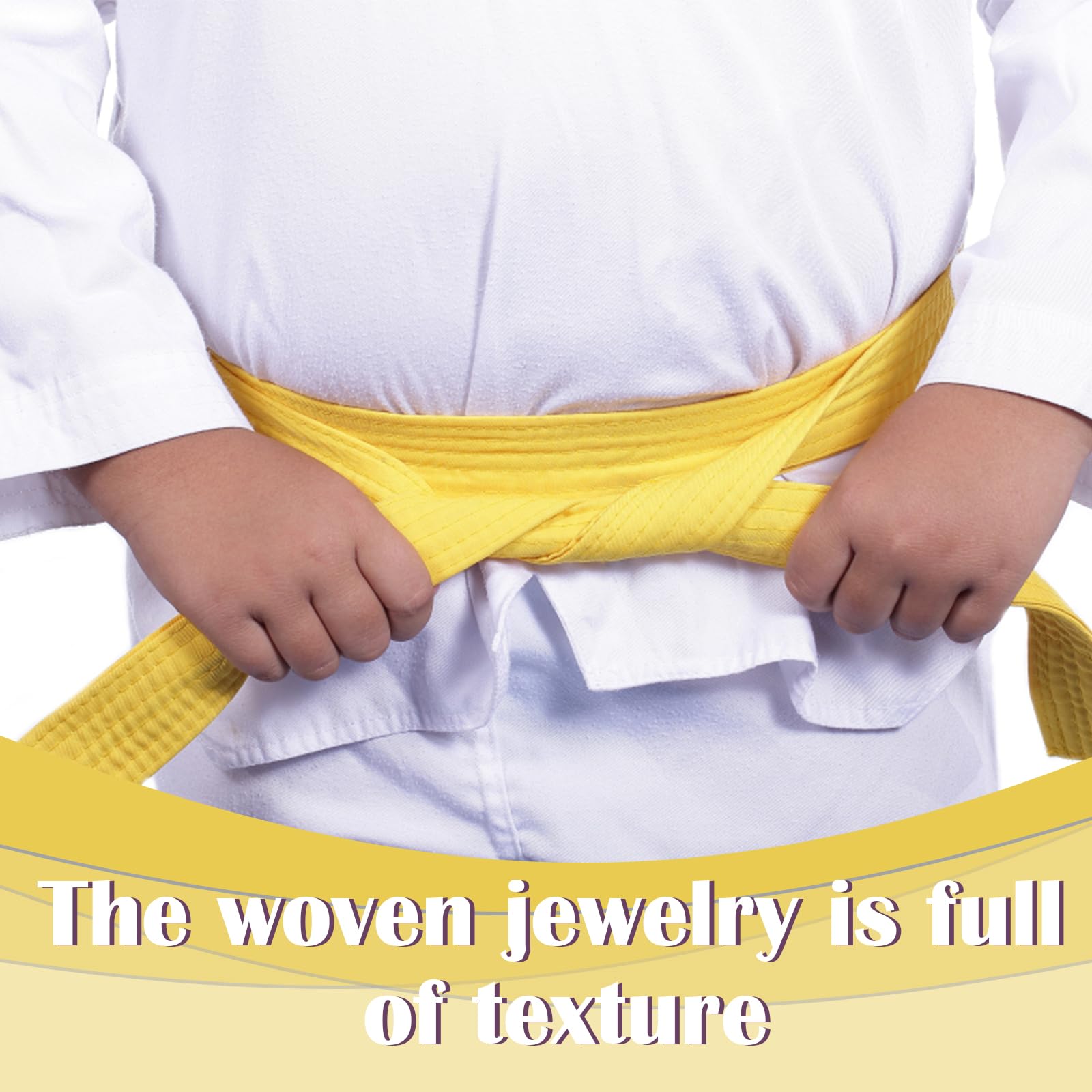 Pasek Judo Karate Belt, pasek judo biały żółty, pasek taekwondo żółty, pasek do sportów walki dla dzieci, 260 cm, szerokość 4 cm, sztuka walki karate judo bawełna taekwondo pasek budo