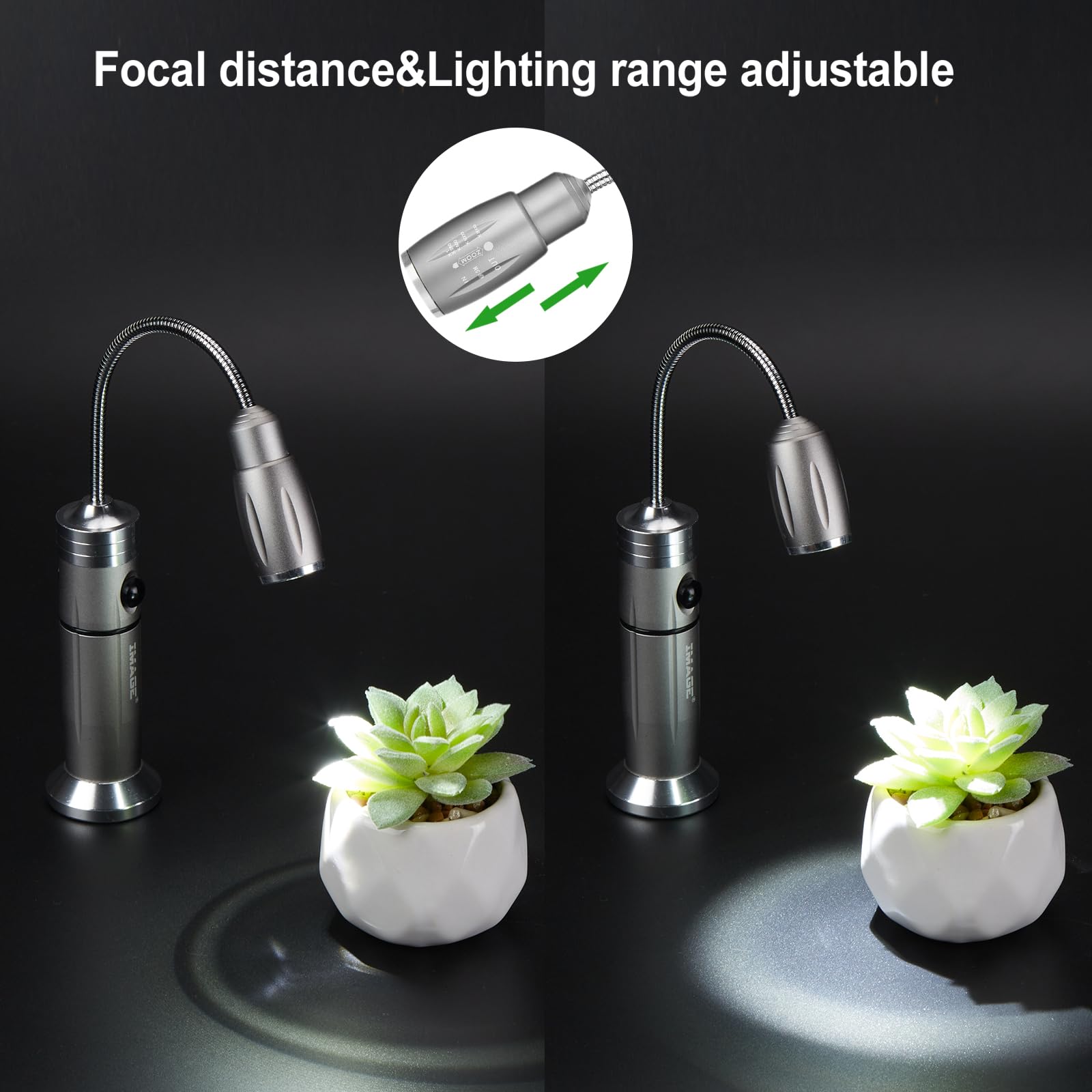 IMAGE Wiederaufladbare ultrahelle Grillampe mit superhellen LED-Lichtern, flexible Schwanenhals-Grilllicht mit Magnetfuß, vollständig einstellbar batteriebetrieben, Geschenke für Männer Vatertag, weiß