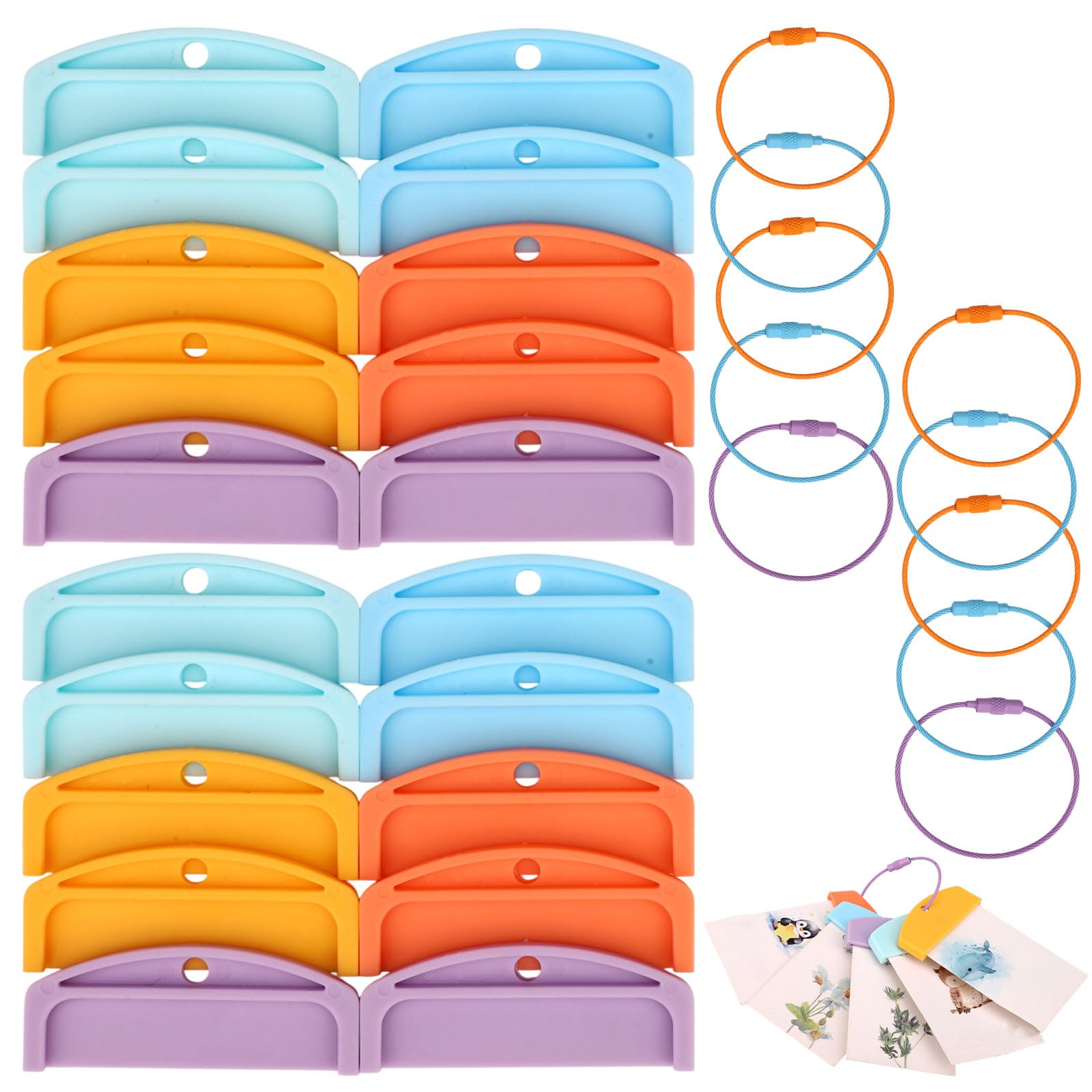 Sinbana 20pcs Card Holder for Yoto, Portable & Reusable Plastic Card Holder Storage with 10 Ring Loops Practical Kids Travel Carrier Suitable for Yoto Accessories