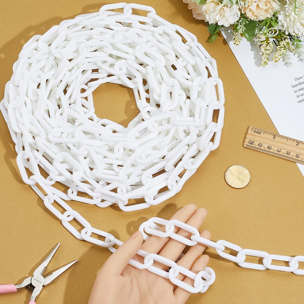 Chaîne Securi en plastique blanc (30 cm) – Chaîne BER en PVC, 49 cm de diamètre, lien de stationnement résistant aux intempéries, cônes de sécurité, alerte de présence BER