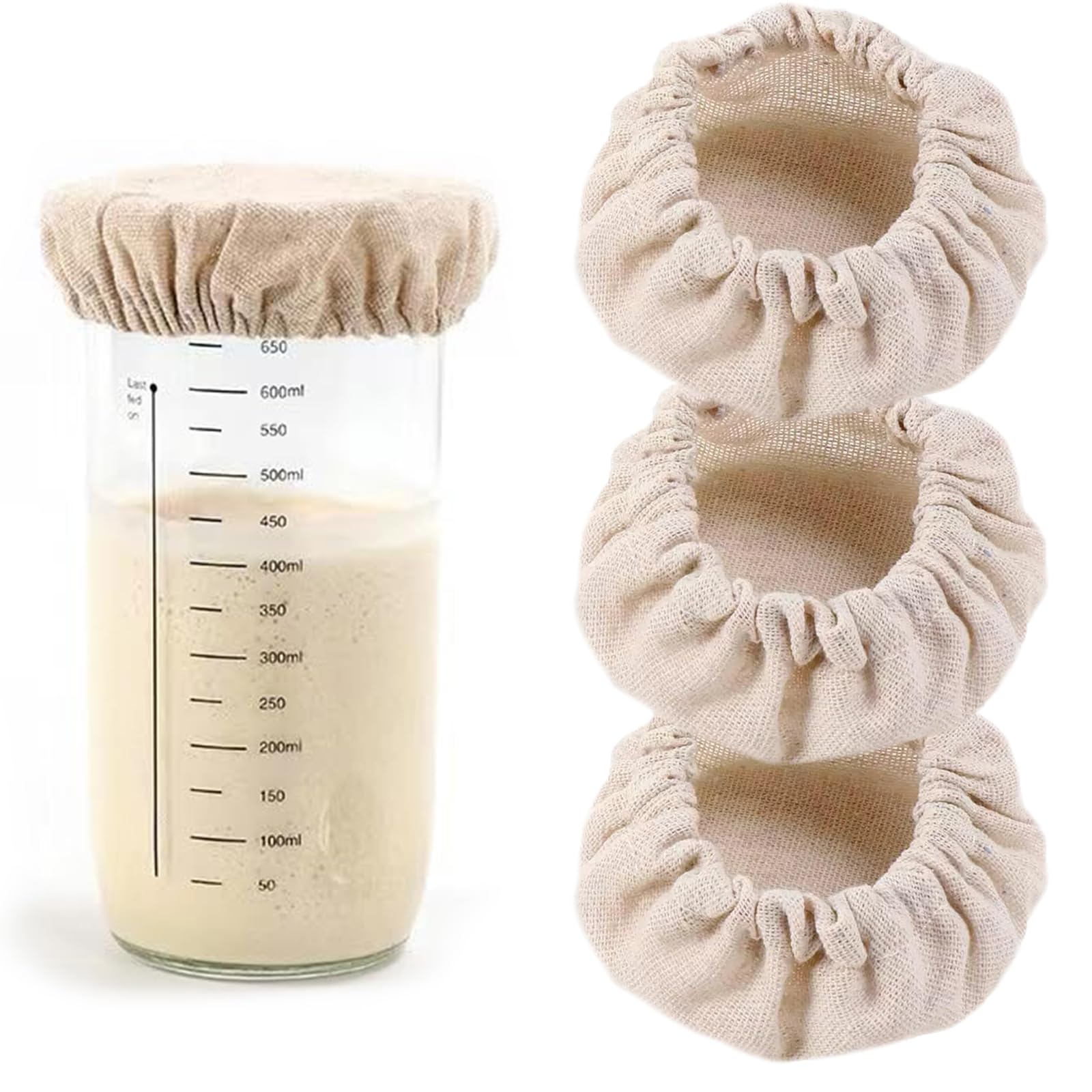 YBEATY 5er Set Sauerteig-Stoffabdeckungen – Wiederverwendbare Baumwoll-Deckel Für Gärgläser