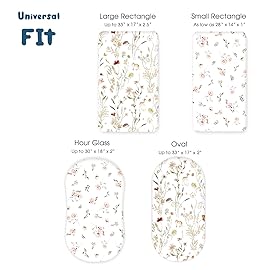 GRSSDER Ultra Soft Bassinet Sheets 2 Pack, Stretchy Breathable Knit Bassinet Mattress Sheets for Baby, Universal Fitted Baby Cradle Moses Basket Oval Rectangle Pads Safe and Snug, Stylish Flora
