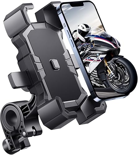 Delobon Soporte para teléfono de bicicleta, soporte para teléfono de motocicleta, abrazadera de teléfono celular ATV, clip de teléfono para scooter