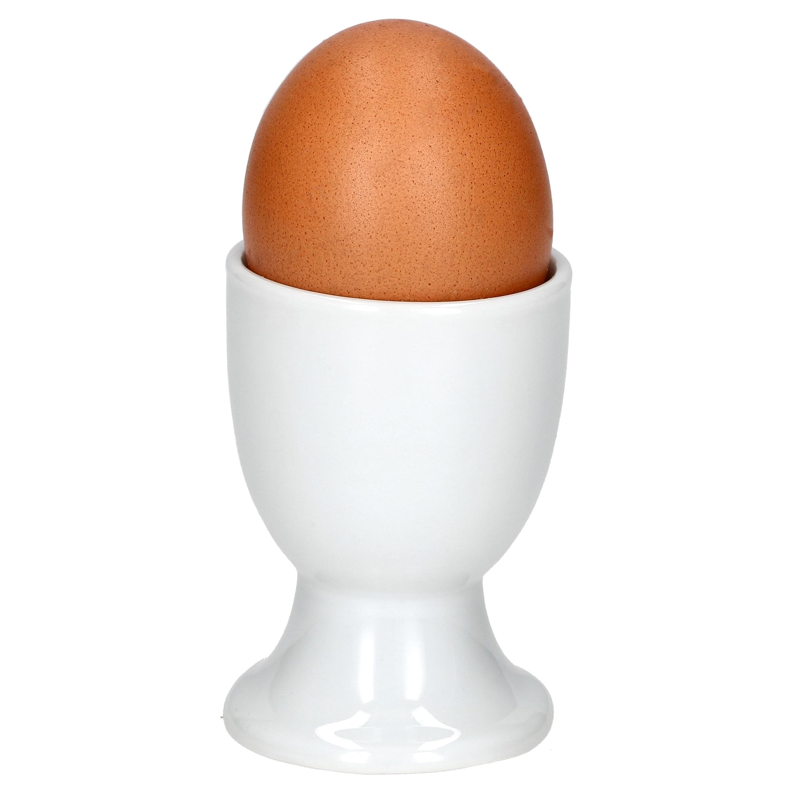 MamboCat Tommy Set van 6 eierdopjes met plank, 6 personen, 13,2 cm, elegante ronde porseleinen eierdopjes voor het ontbijt, witte platte eierdopjes voor brunch en buffet, chique servies