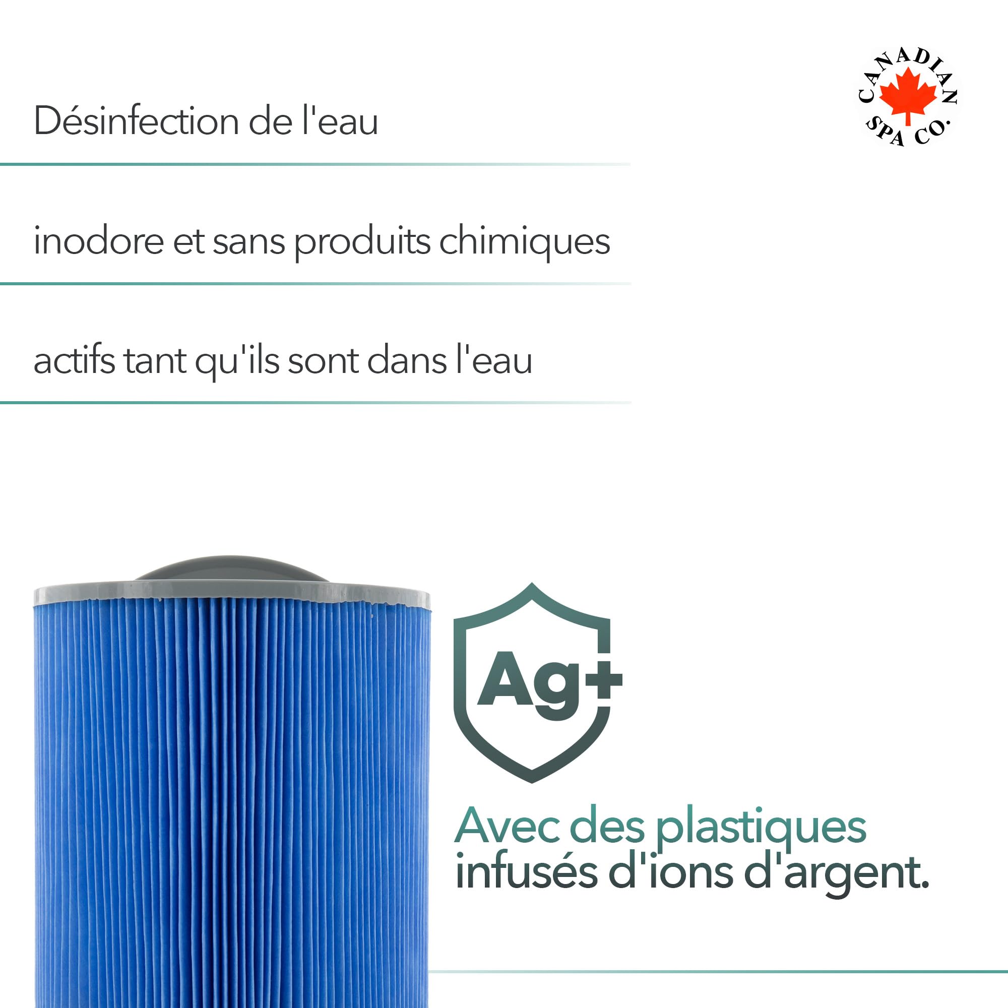 CANADIAN SPA CO. Glacier Silverstream Filtre Hot Tub Protection antimicrobienne Technologie ions d'argent Accessoires Whirl Pool