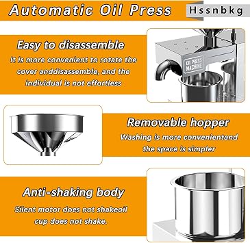 Peanut Machine, Automatic Olives Oil Extraction Squeezer, Oil Press Machine for Home Avocado Coconut Flax Peanut Castor Perilla Seed Canola Sesame Commercial Grade