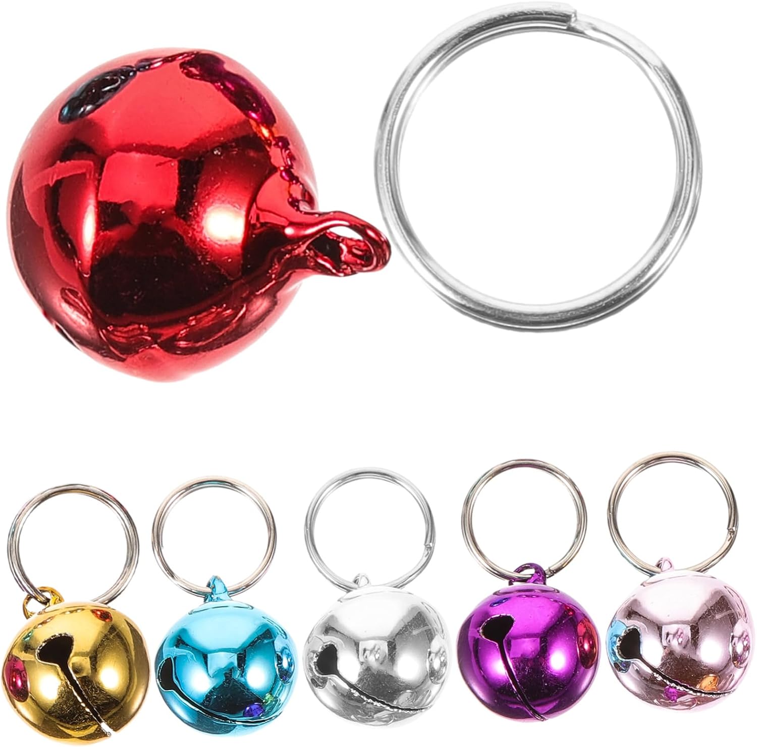 6Pcs Stainless Steel Pet Collar Bells Tiny Bells for Crafts Durable Hanging Decor for Dogs and Cats for Christmas and Party Decorations Mixed Colors