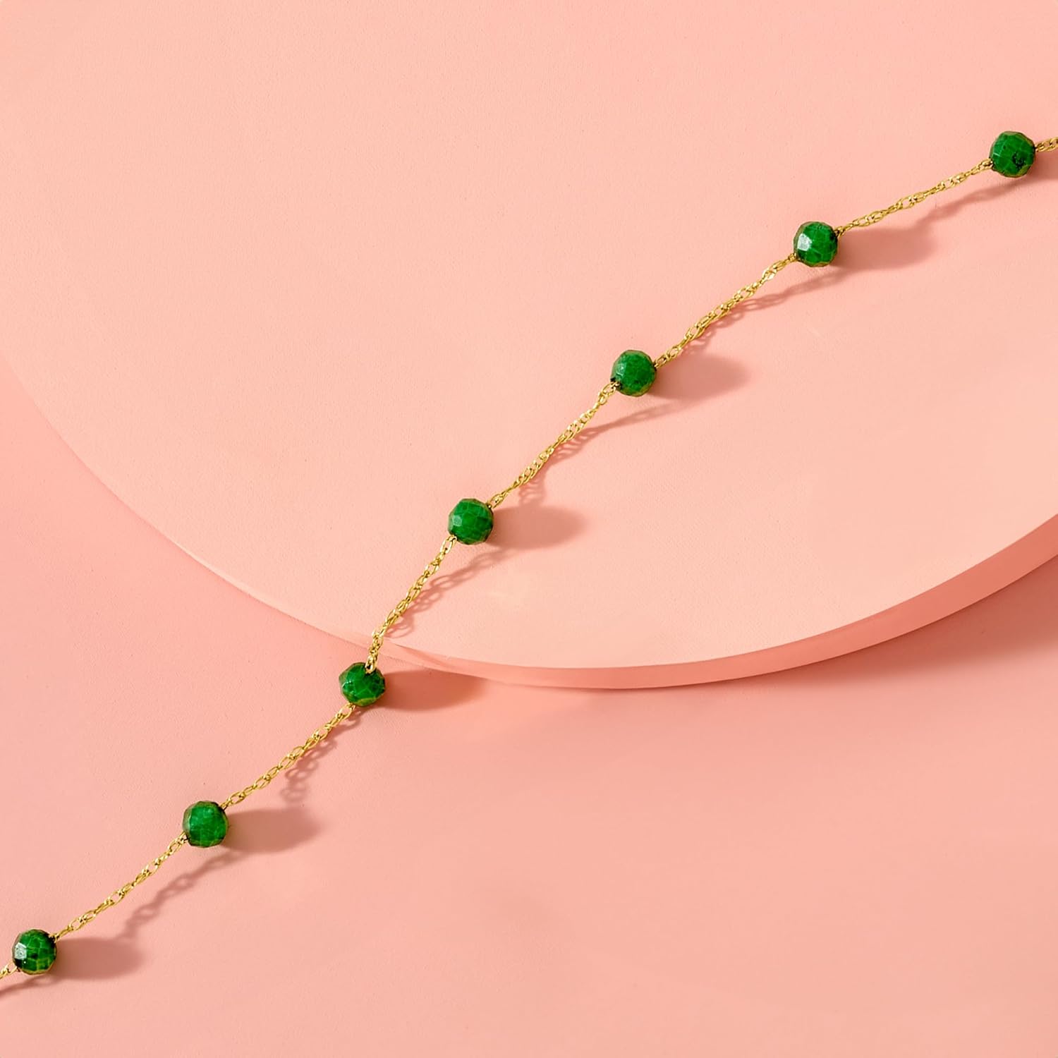Pure Collection by Ross-Simons 1.60 ct. t.w. Emerald Bead Station Bracelet in 14kt Yellow Gold
