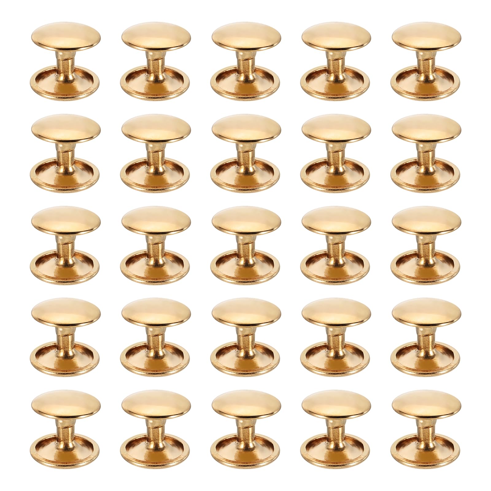 PATIKIL Leather Rivets, 160Sets Carbon Steel Double Cap Rivet Kits Craft Replacement Accessories for Handbags Belts Clothes Shoes, Gold (12 x 10 Mm)