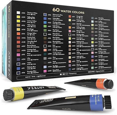 Miniatura 7 de ARTEZA Juego de pintura acrílica y juego de pintura de acuarela, suministros de arte de pintura para artistas, pintores de pasatiempos y