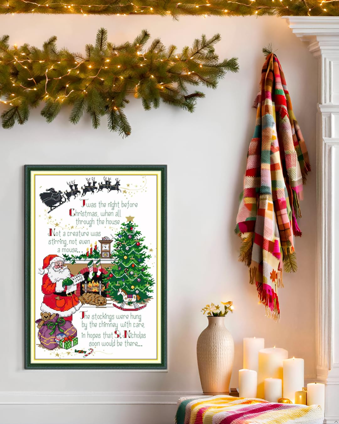 CaptainCrafts Cross Stitch Kits, Counted Cross Stitch Unpreprint Fabrics Christmas Style Embroidery Kits for Adults Beginners (Unpreprint 14CT, Merry Christmas)