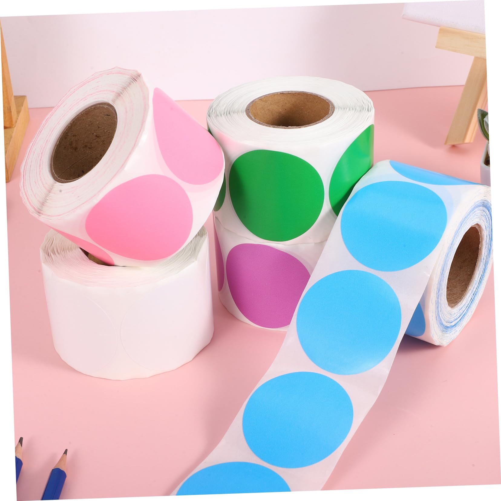 Étiquettes Rondes Thermiques Autocollantes Papier Thermique 5 Rouleaux