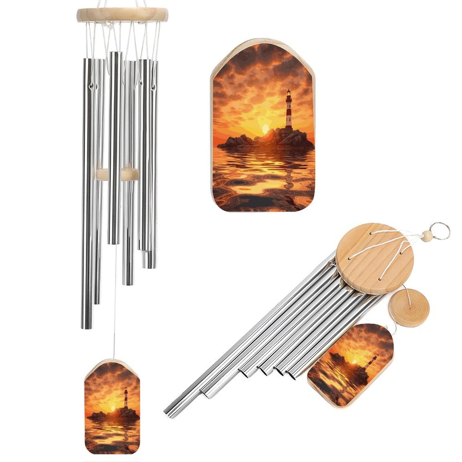 Adfgyerh Style Sea Lighthouse In Sunset Wind Chimes For Outside, Memorial Windchimes Deep Tone Soothing Melodic Tones, Sympathy Wind Chimes For Patio Home Or Garden Decor