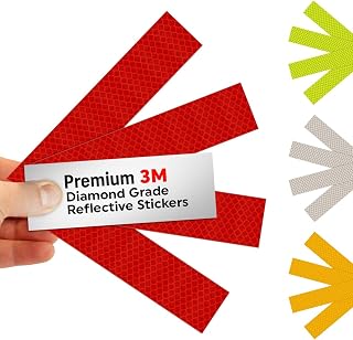 SmartSign 1.5x6 Inch Red 3M Diamond Grade Reflective Strips, Pack of 4 - Hi-Visibility Night Safety Stickers for Bikes, Backpacks, Vehicles - Made in USA