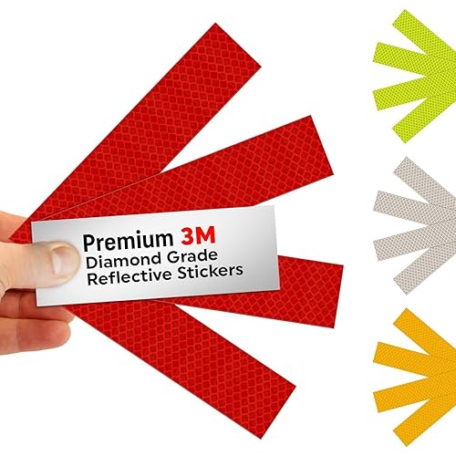SmartSign 1.2 x 6 inch Red Reflective Strips - Pack of 4, Premium 3M Diamond Grade Reflective Stickers for Night Safety/Backpacks/Bicycles/Vehicles, Hi-Tack Adhesive, Made in USA