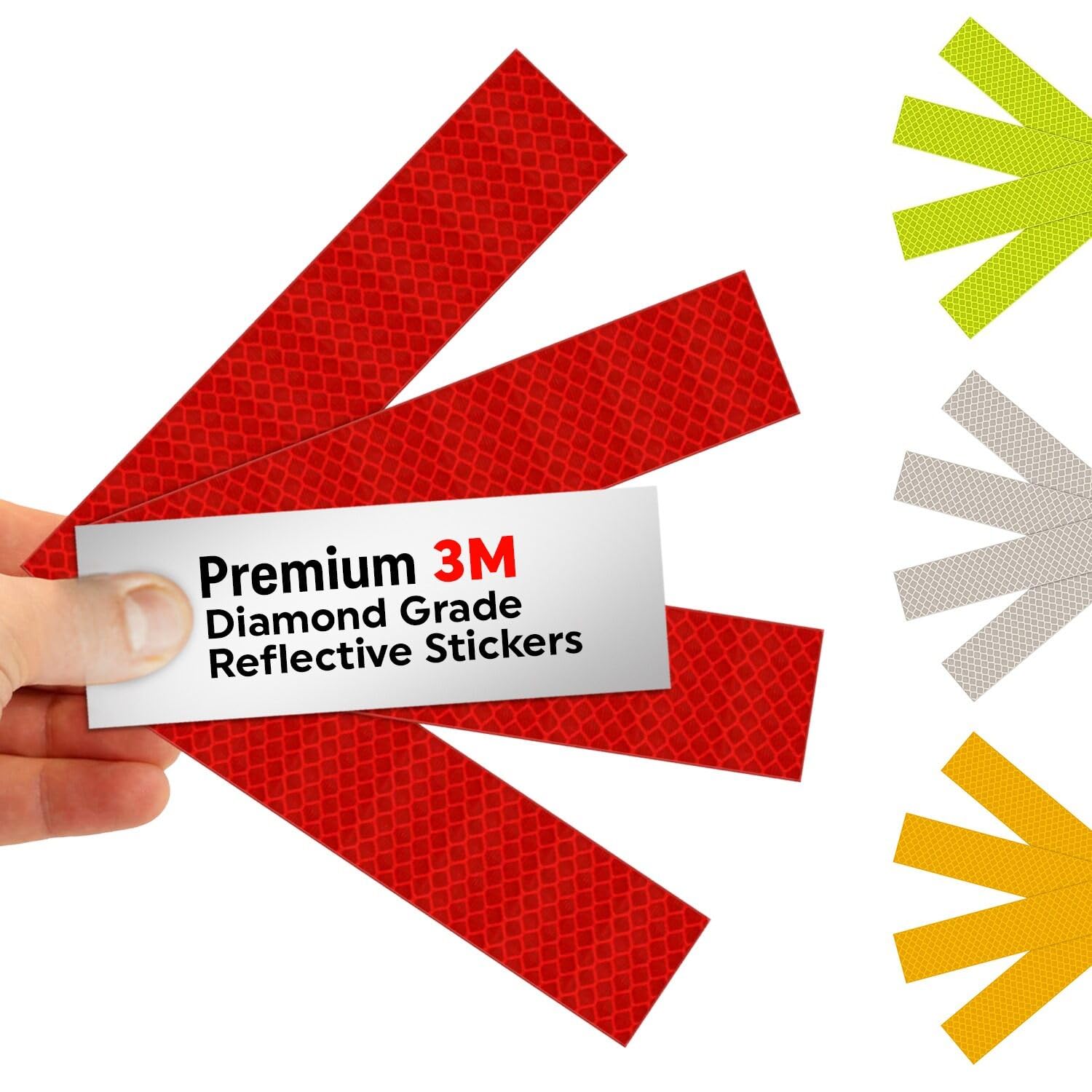 1.2 x 6 inch Red Reflective Strips - Pack of 4, Premium 3M Diamond Grade Reflective Stickers for Night Safety/Backpacks/Bicycles/Vehicles, Hi-Tack Adhesive, Made in USA