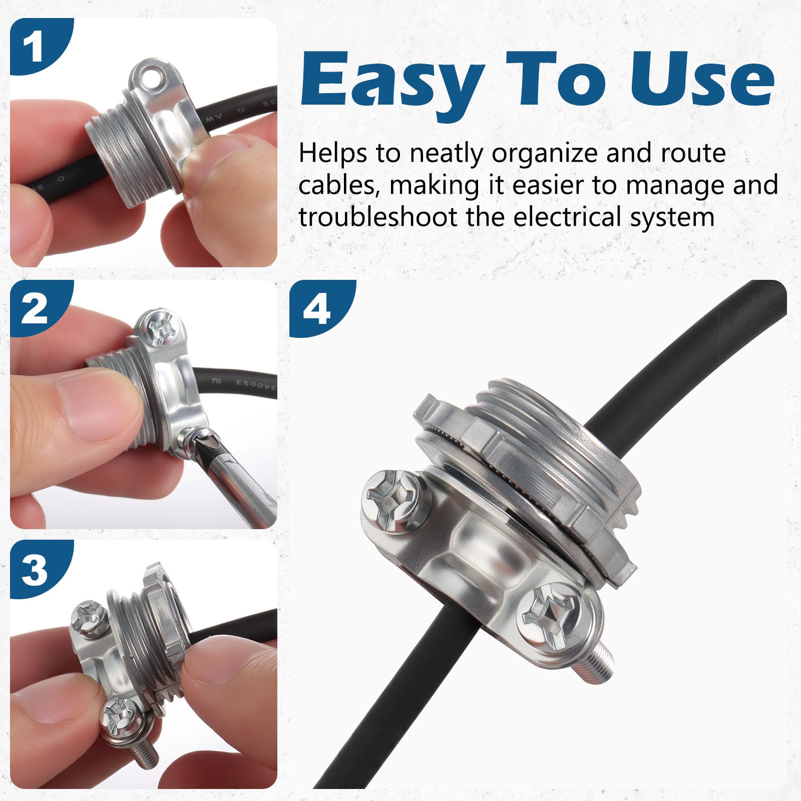 25 Pack 1/2 inch Clamp Type Cable Connectors, Zinc Alloy Wire Clamps for NM Cables, Electric Wires, Metallic Conduit, Electrical Box — Amazon image 5