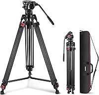 Neewer TP74 74" Heavy Duty Aluminum Video Tripod with Fluid Head, QR Plate, 17.6lb Load for DSLR Camcorders
