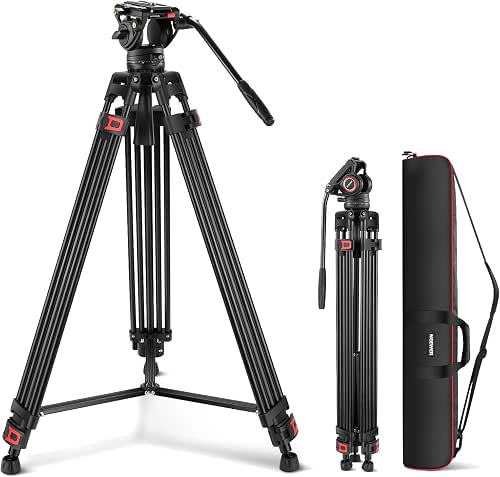 NEEWER 74" Video Tripod with Fluid Head, QR Plate ,