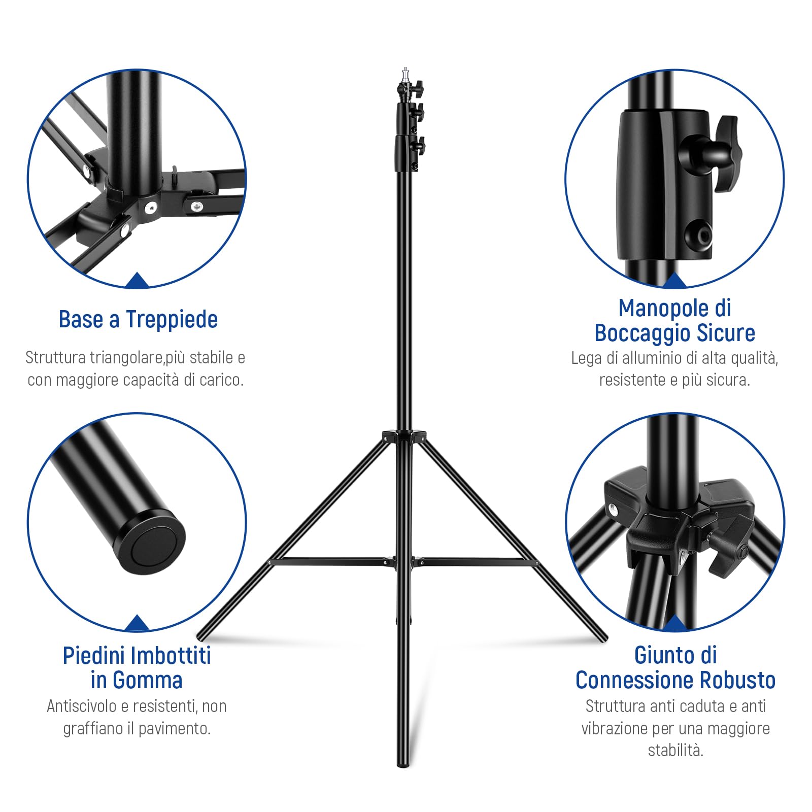 Cavalletto Ammortizzato Neewer ST-280AC - Treppiede In Metallo Da 2.8m Con Perno Reversibile, Carico 2.5kg - Foto 8