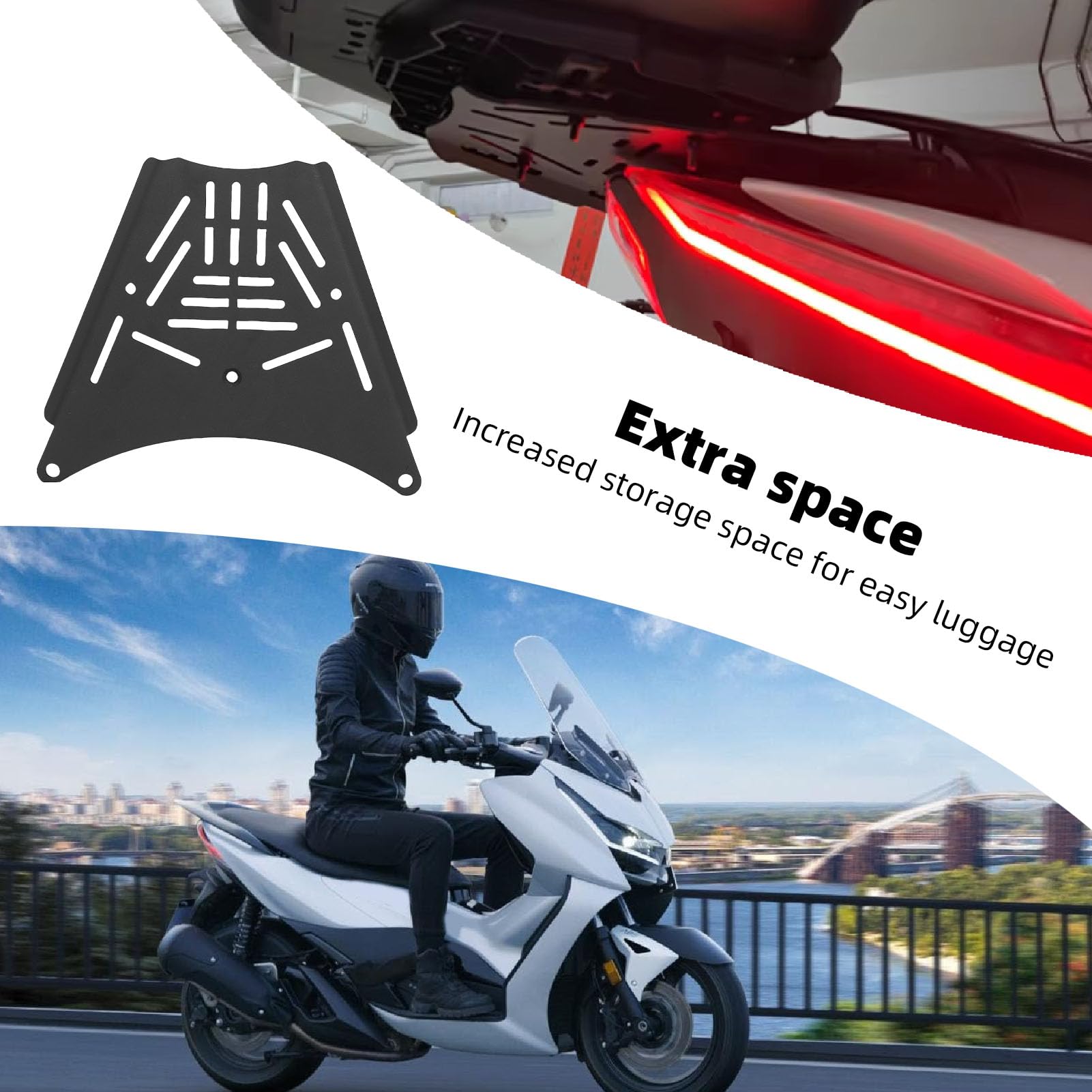 Ausla Soporte de Maletero Trasero de Motocicleta, Placa de Montaje para Maleta de Acero Inoxidable para Zontes 350E 368E