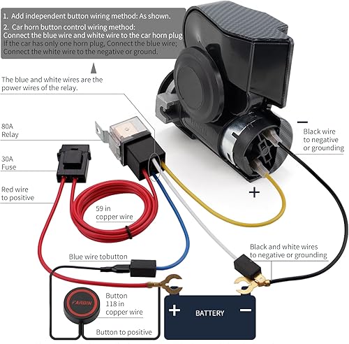 Miniatura 7 de FARBIN Bocinas de tren para motocicleta, automóvil, camión, bocina de aire con cubierta de bocina para motocicleta, 12 V, bocina de automóvil de 150