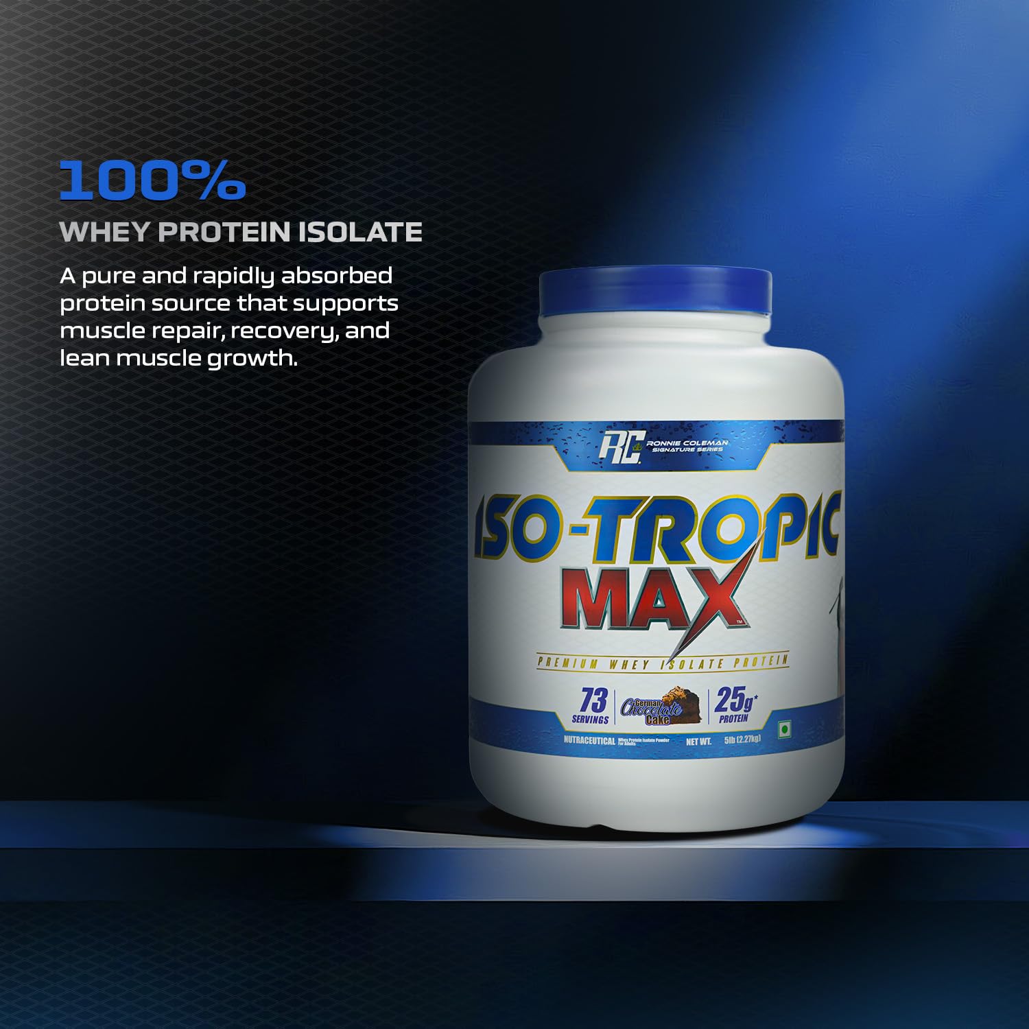 Ronnie Coleman Signature Series Iso-Tropic Max, German Chocolate Cake (73 Servings, 2.27kg / 5lbs) | Premium Whey Isolate Protein Powder — Amazon image 4