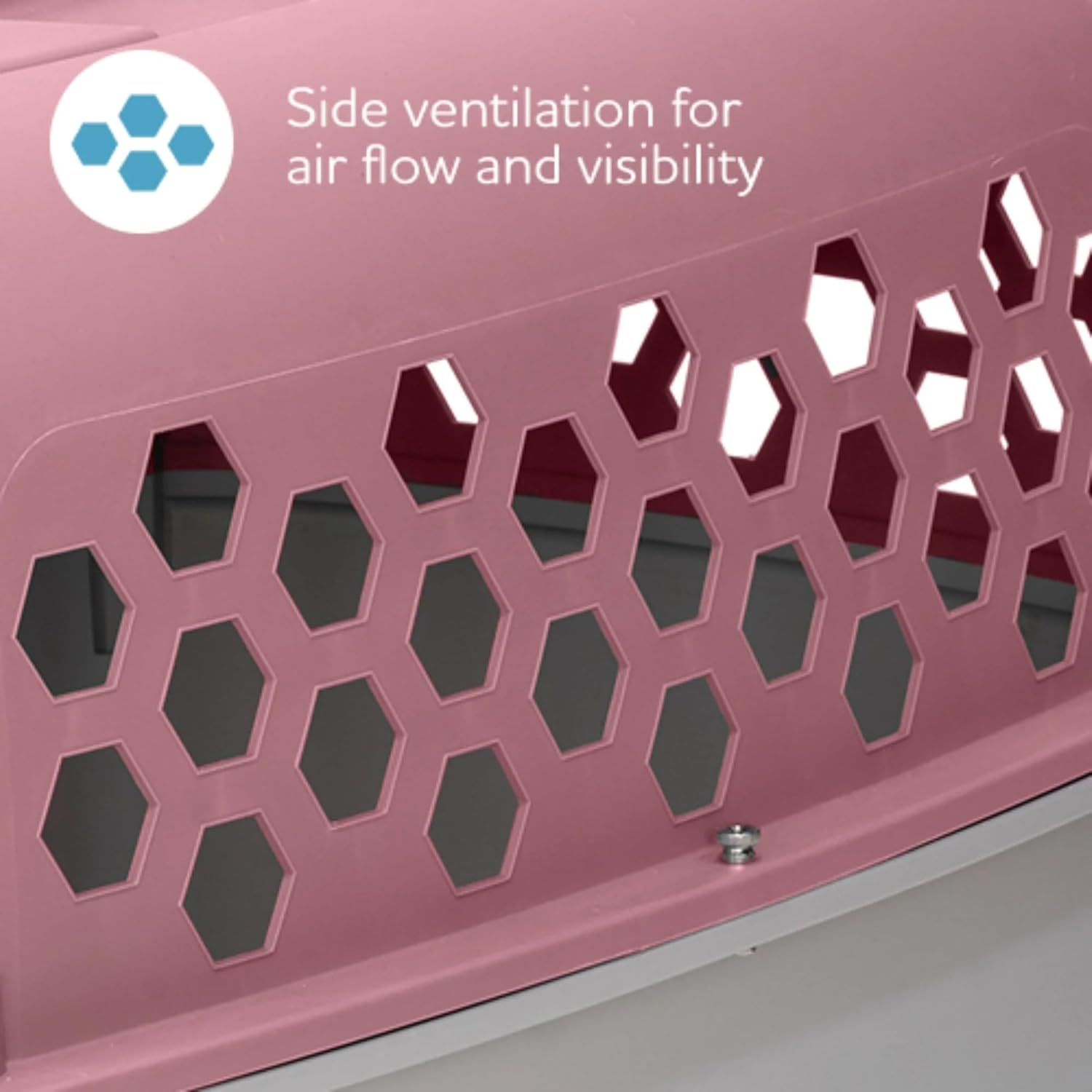 2-Door Pet Carrier for Cats and Dogs, Heavy Duty Plastic Kennel with Top Opening, Double Door Design with Secure Lock, Available in Blue, Green, Pink – 24" & 26" (Pink, 24 Inches)