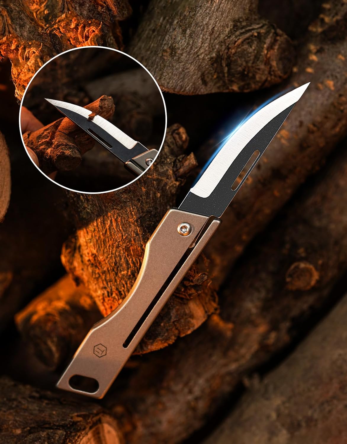 KeyUnity KK06M Titanium Folding Pocket Knife- Razor Sharp Folding Blade, Lightweight EDC Tool For Camping And Everyday Carry (Grey)