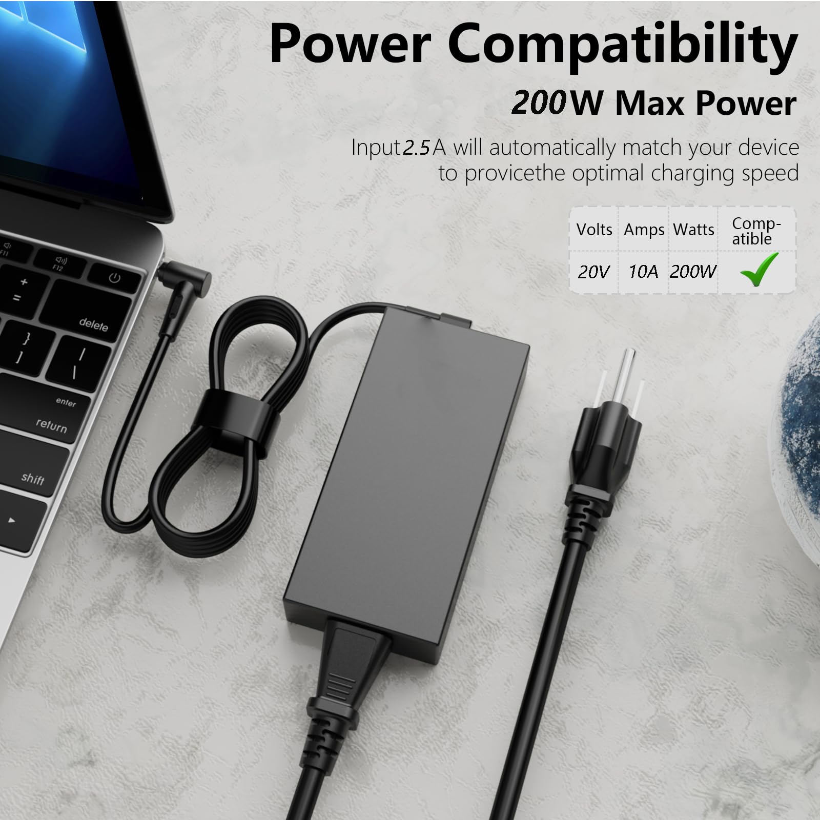 Ładowarka AC 200 W kompatybilna z Asus Vivobook Pro 15 Q543 Q543M Q543MJ Q543MV Q533 Q533M Q533MJ Creator Q Q540 Q540V Q540VJ Q530V Q530VJ zasilacz do laptopa do gier