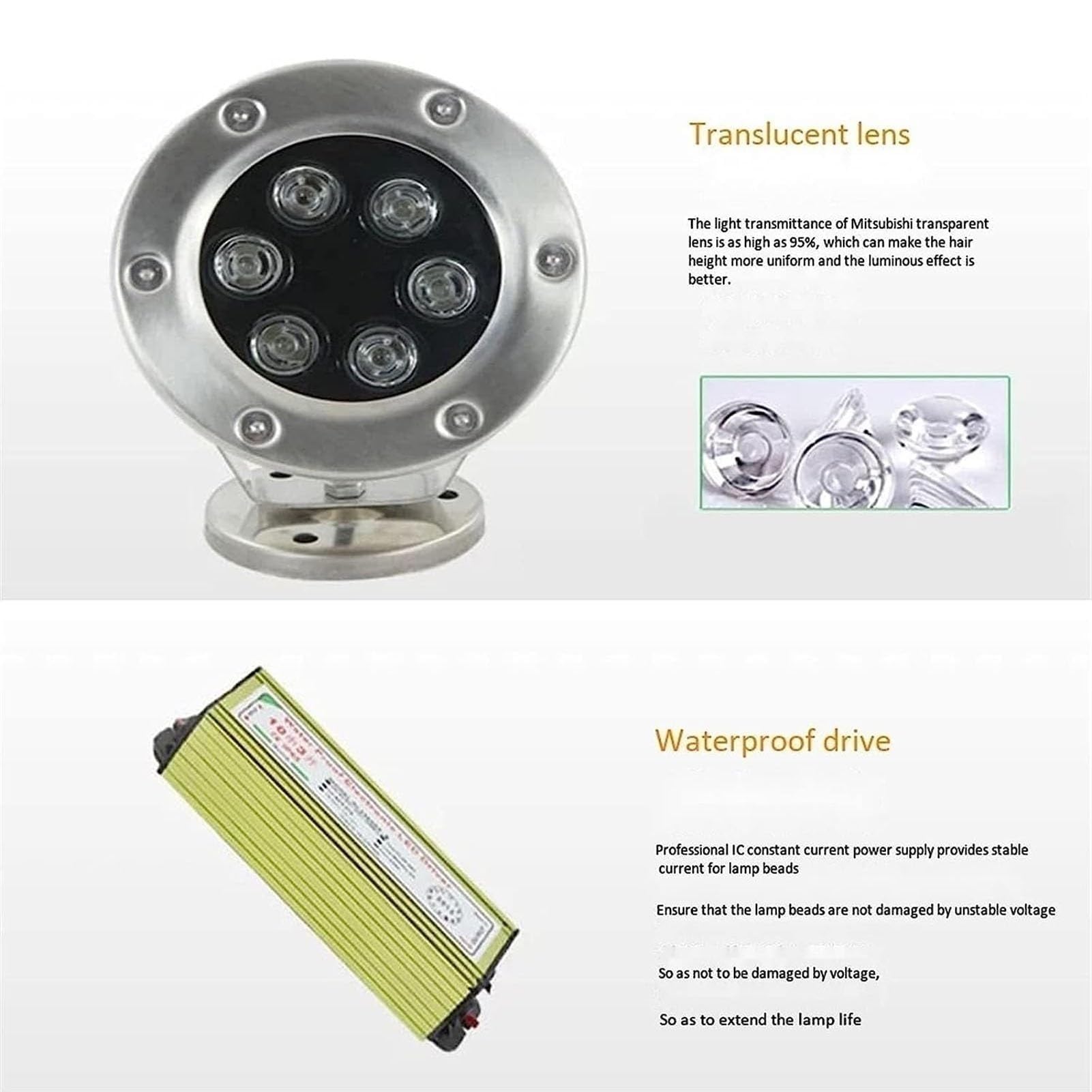 Luci Subacquee RGB per Laghetto, Faretto Rotante, Luci LED Sommergibili da 12V, Faretto da Esterno Impermeabile IP68, Lampada per Fontana da Giardino, Piscina E Cortile(RGB,36w)