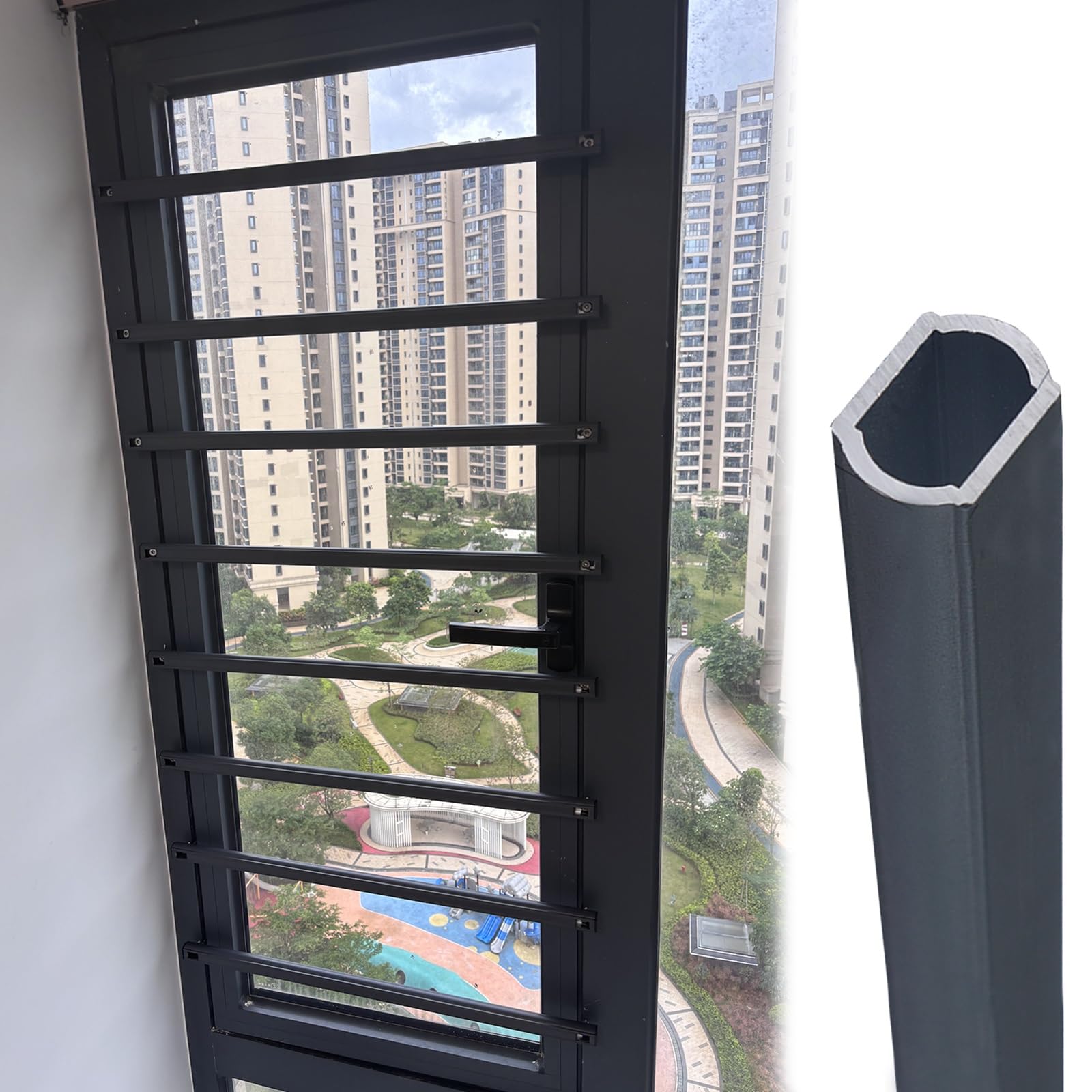 Barras de seguridad ajustables para ventanas, instalación sin tornillos para una protección segura de la ventana