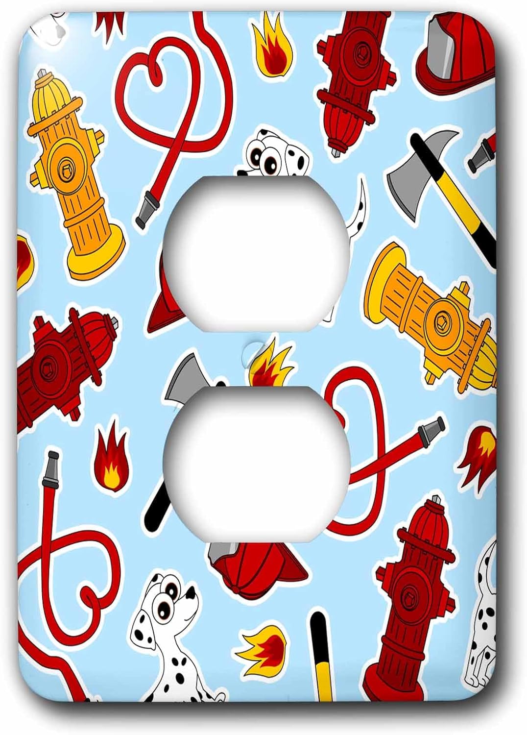 3dRose lsp_165911_2 Cute Fireman Firefighter Love Pattern Blue Double Toggle Switch