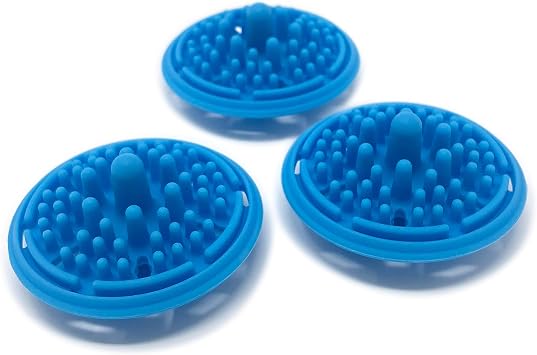Paint Puck Paint Brush Cleaner 3-Pack, Blue Reusable Silicone Insert with Suction & Nubs for Cleaning Acrylic, Oil & Watercolor Brushes Fits Cups for Classroom, Studio & Home Use