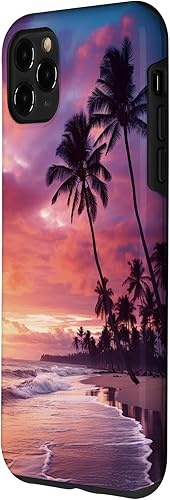 Miniatura 2 de Funda para iPhone 11 Pro Max Purple Sunset Beach Palm Trees Tropical Ombre Sky Paradise