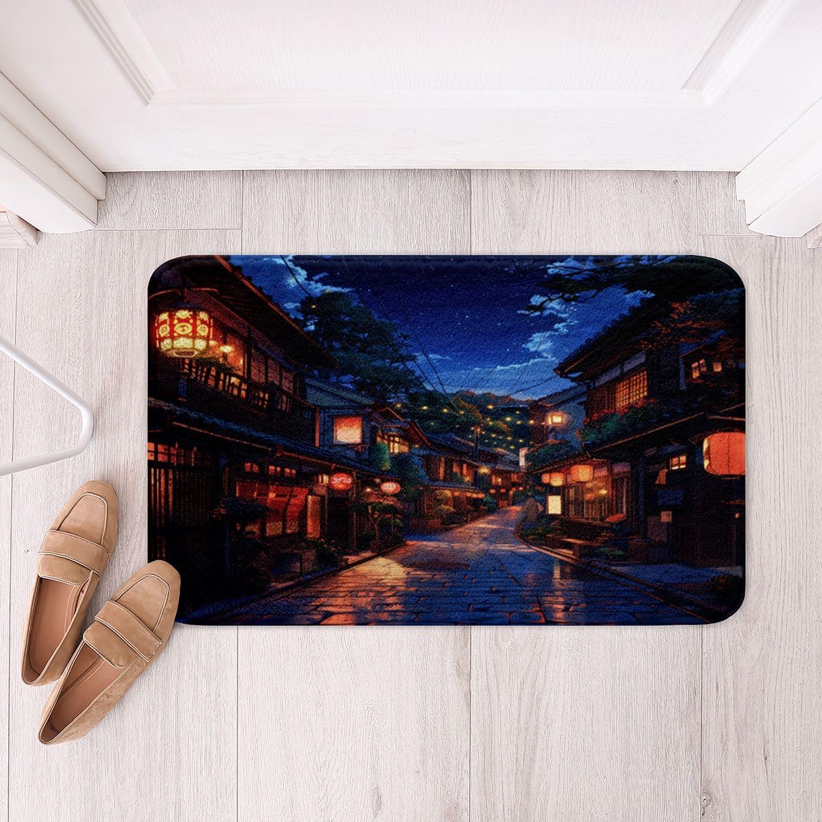 jejeloiu Japanese Bathroom Rugs Anime Street Bath Mats Tokyo Modern Bathroom Accessories Floor Doormats 20"x32" Soft Microfiber image 2