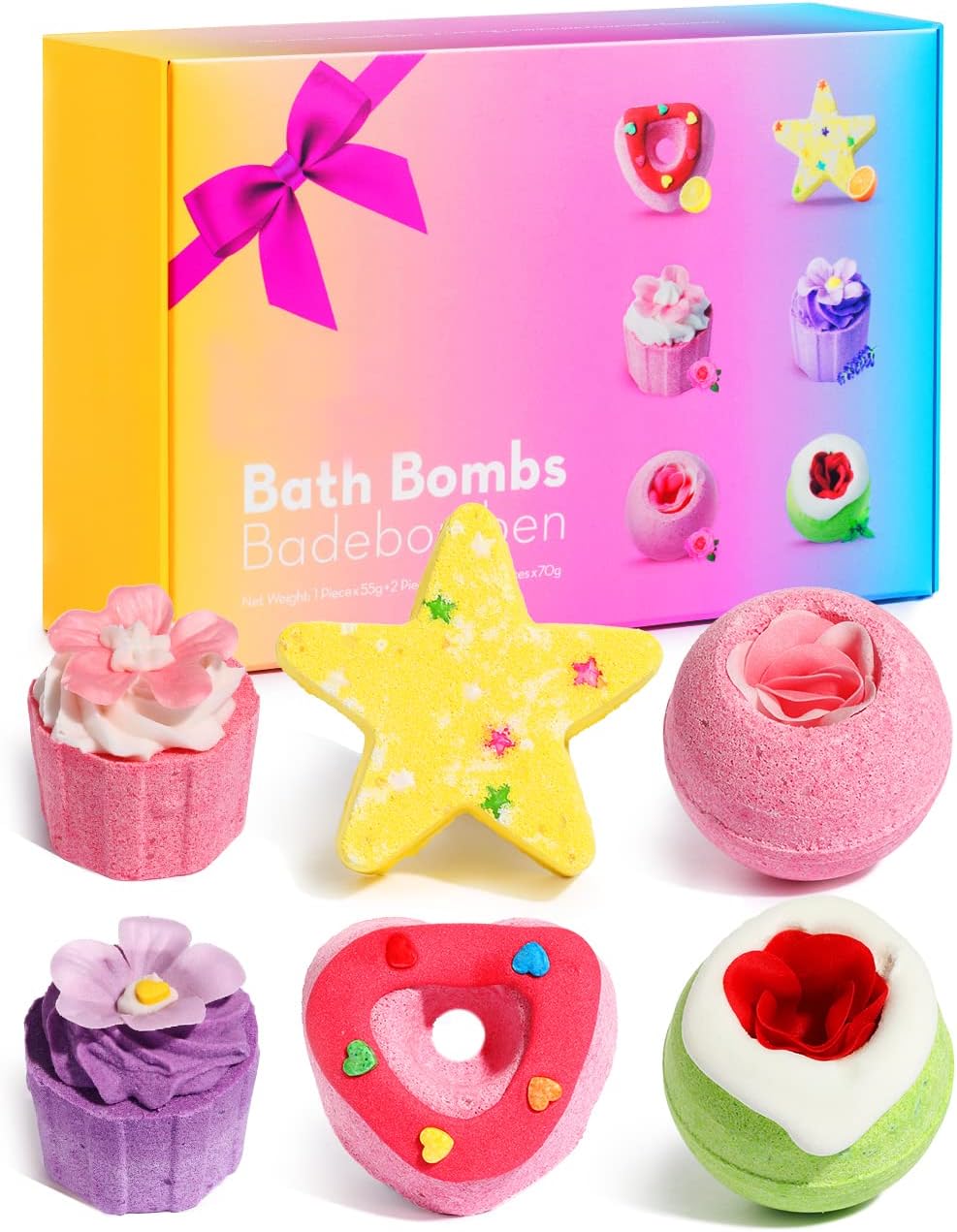 Bath Bombs for Women, 6 pcs Aromatherapy Bath Bomb Gift Set