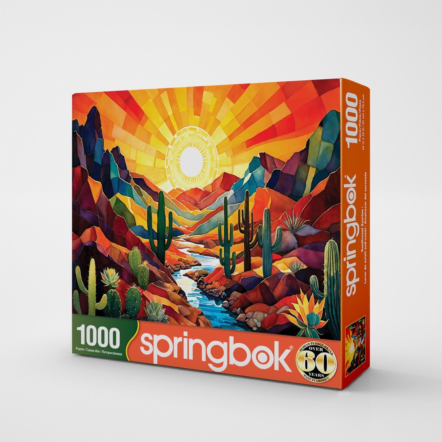 Springbok Southwest Sunrise 1000 Piece Jigsaw Puzzle for Adults - Colorful Geometric Desert - Unique Cut Pieces - Made in USA