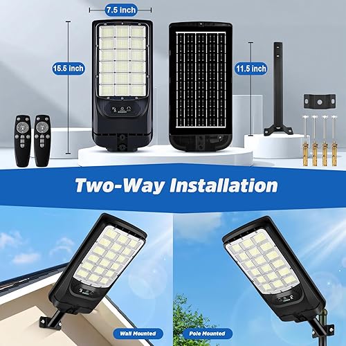 Miniatura 6 de Solar Street Lights Outdoor, 21000LM 6500K Motion Sensor Solar Lights Waterproof, Dusk to Dawn Solar-Powered Flood Lights with Remote, Commercial