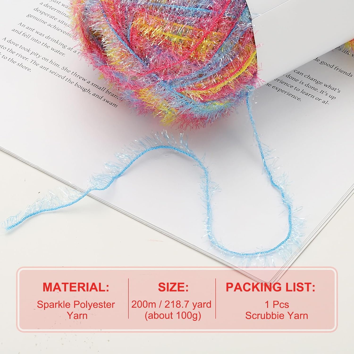 PATIKIL 218 Yard Scrubbie Yarn, Sparkle Yarn Polyester Scrubbie Sparkle Glass for Dishcloths Crocheting Knitting DIY Crafts Blanket Rug Sweater Scarf Hat, Orange Tone