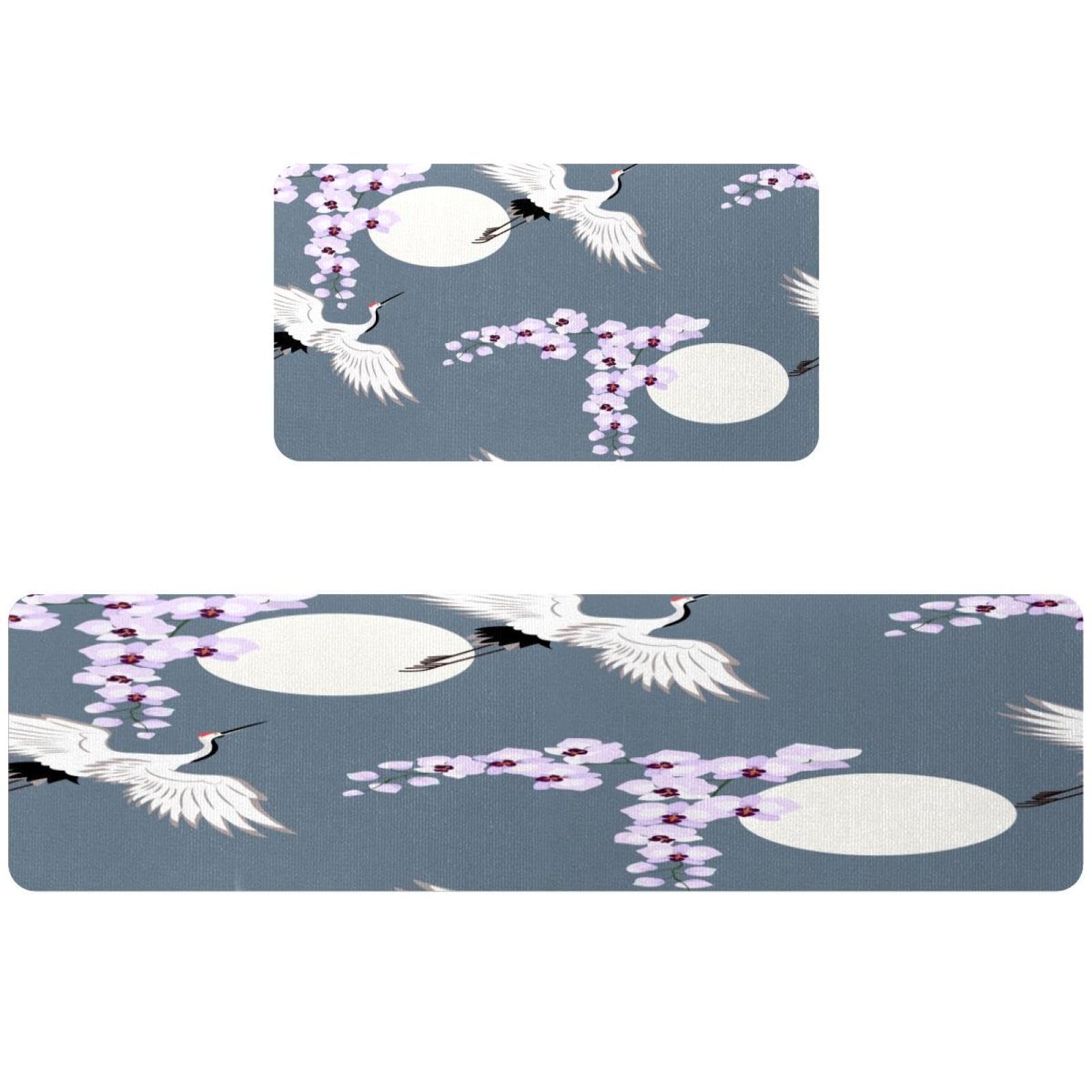 Alfombrillas de cocina VAPOKF con estampado de grulla, textiles de alta resistencia