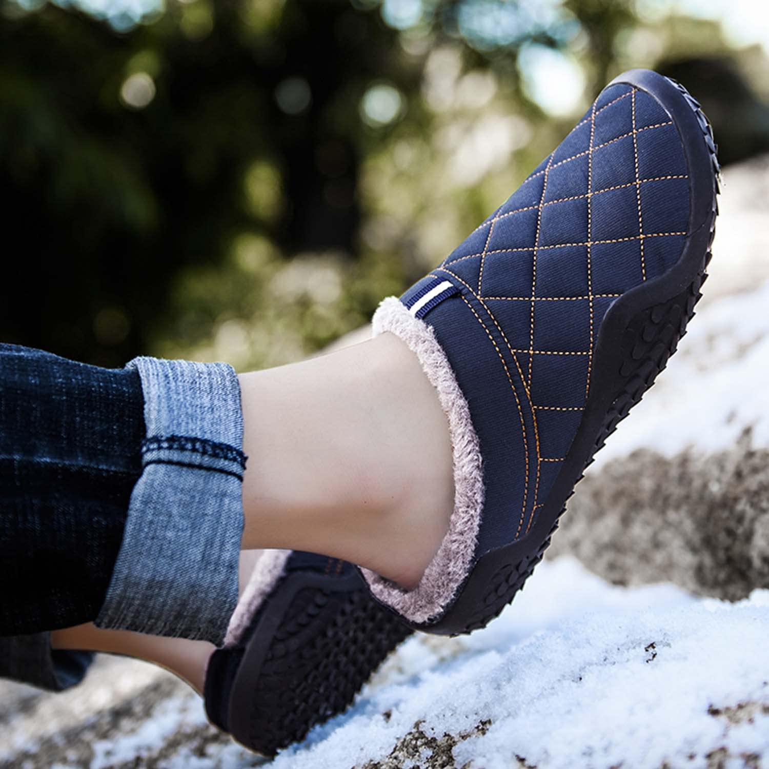 CERYTHRINA Zapatillas de estar por casa para hombre y mujer, forro cálido, impermeables, para interiores y exteriores, antideslizantes, para invierno, azul marino 2, 41 EU