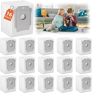 𝟏𝟔 𝐏𝐀𝐂𝐊 Vacuum Bags for iRobot-Roomba i7 i7+ i7Plus/ i3 i3+ i3Plus/ i1 i1+(1552) i1Plus/ i4 i4+ i4Plus/ i6 i6+ i6Plus/ j7 j7+ j7Plus/ i8 i8+（8550） i8Plus/ j8 j8+ j8Plus/ s9 s9+（9550） s9Plus, i & s & j Series Clean Base Automatic Dirt Disposal 𝐑𝐞𝐩𝐥𝐚𝐜𝐞𝐦𝐞𝐧𝐭 𝐕𝐚𝐜𝐮𝐮𝐦 𝐁𝐚𝐠𝐬 for iRobot Roomba Base Tower Clean Bags.