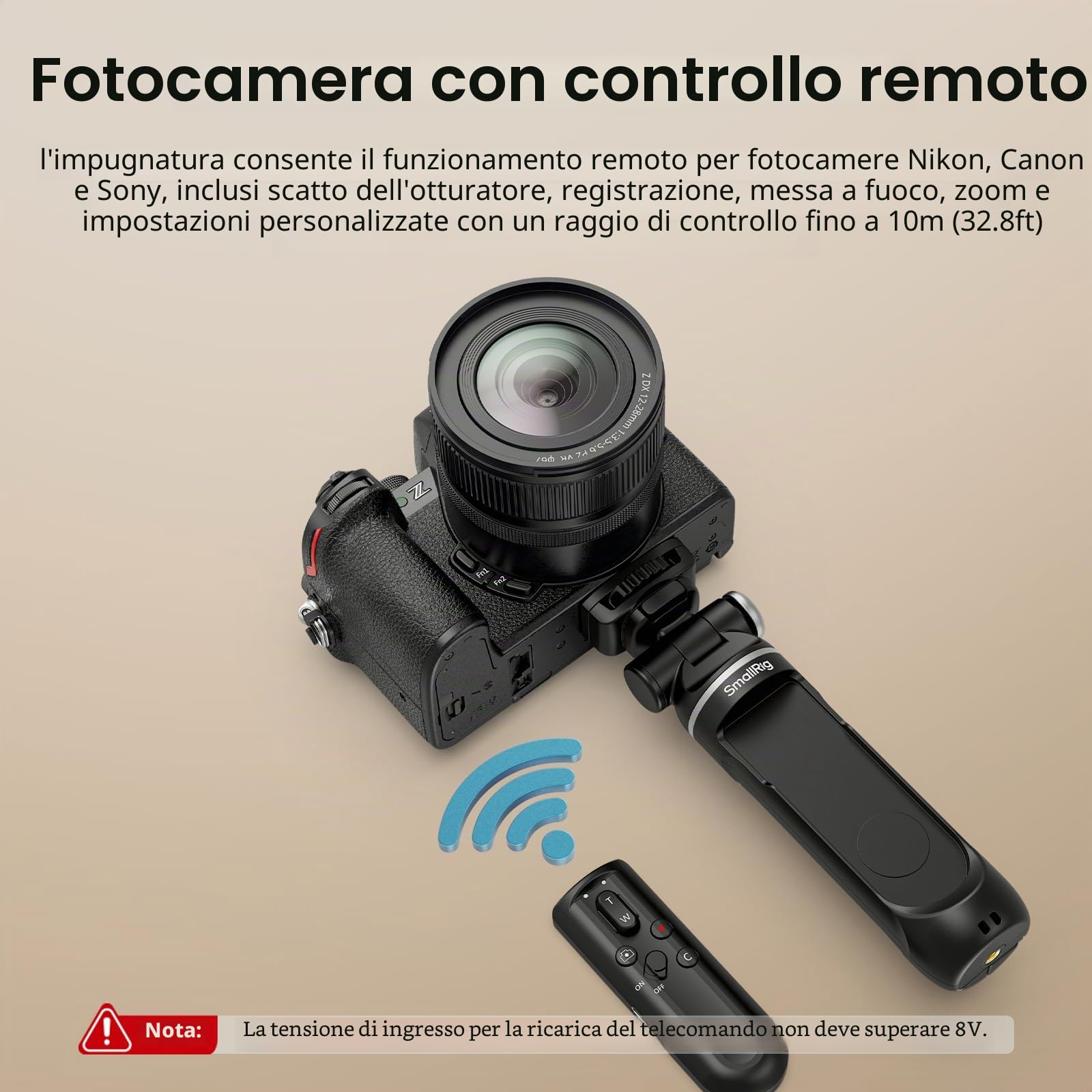 SMALLRIG SR-RG2 Impugnatura per Riprese Wireless Multifunzionale, Selfie Stick Regolabile, Telecamera con Controllo Remoto, per Nikon, per Canon, per Fotocamere Sony Alpha 7 V - 4551