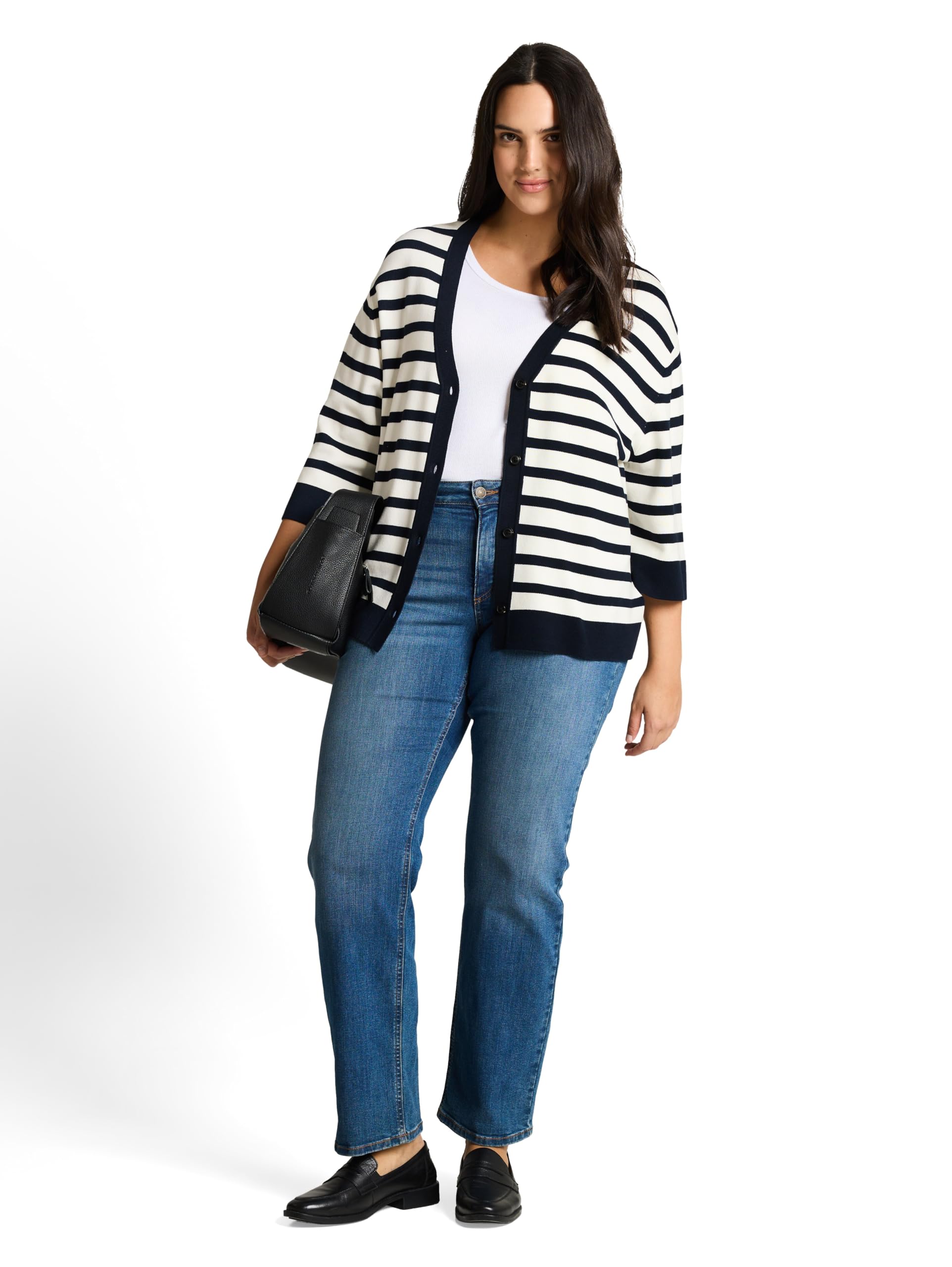 TOM TAILOR Damen Plussize Strickjacke mit 3/4-Arm