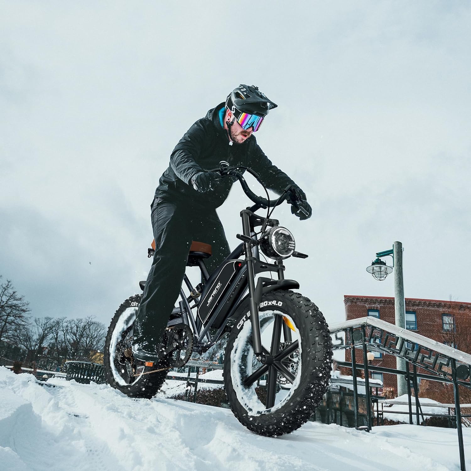 JANSNO Bicicletta Elettrica 20" x 4.0 Fat Tire, 7 Velocità Bici Elettrica, Freni a Disco Meccanici Anteriori e Posteriori, E-Bike per Adulti, Batteria Rimovibile 48V 17Ah