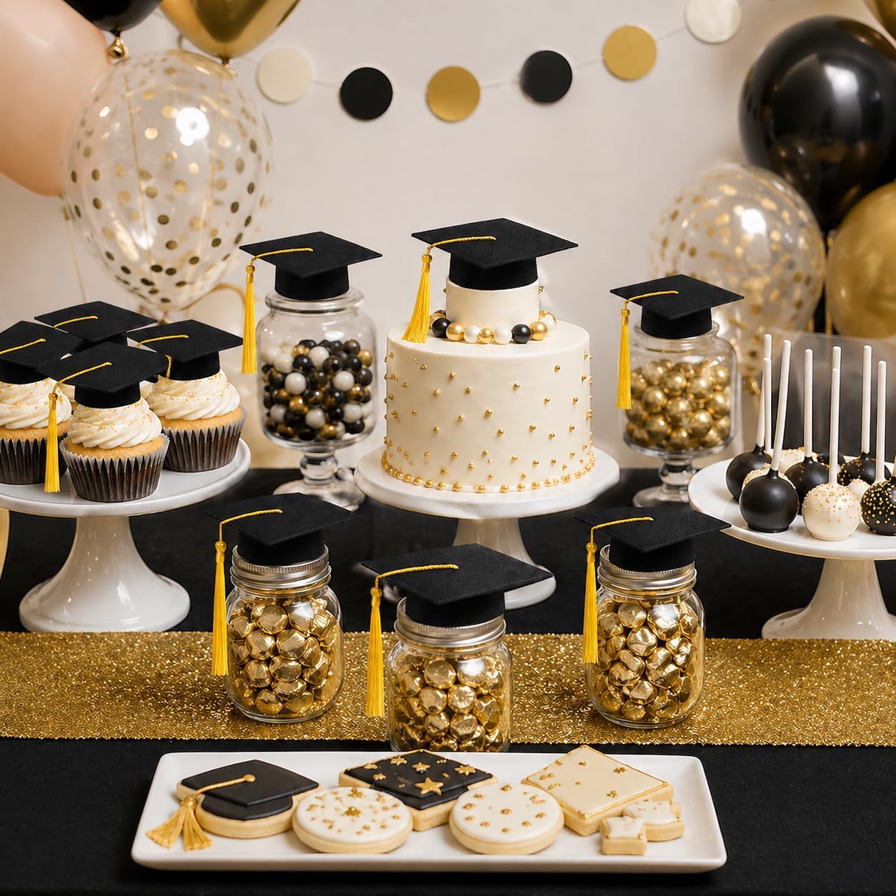 SVKN 9 Pcs Mini Graduation Cap with Tassel Mini Plush Mason Jar Small Animal Bachelor Hat Graduation Decoration Party Favors